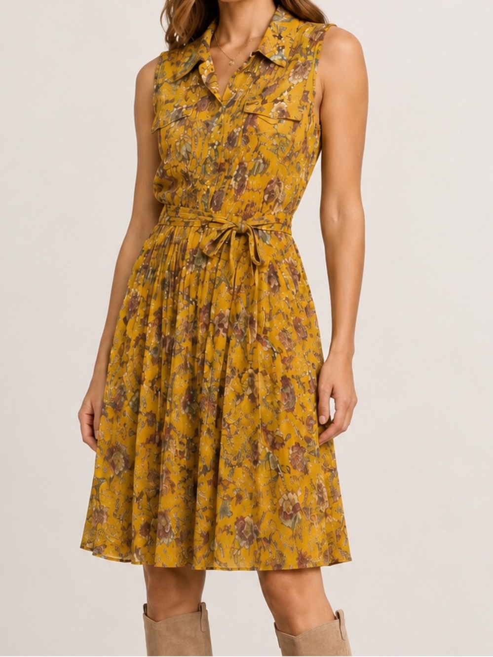 NWT Nanette Lepore Floral Print Shirtdress Gold Yellow Purple Turquoise US6 $128